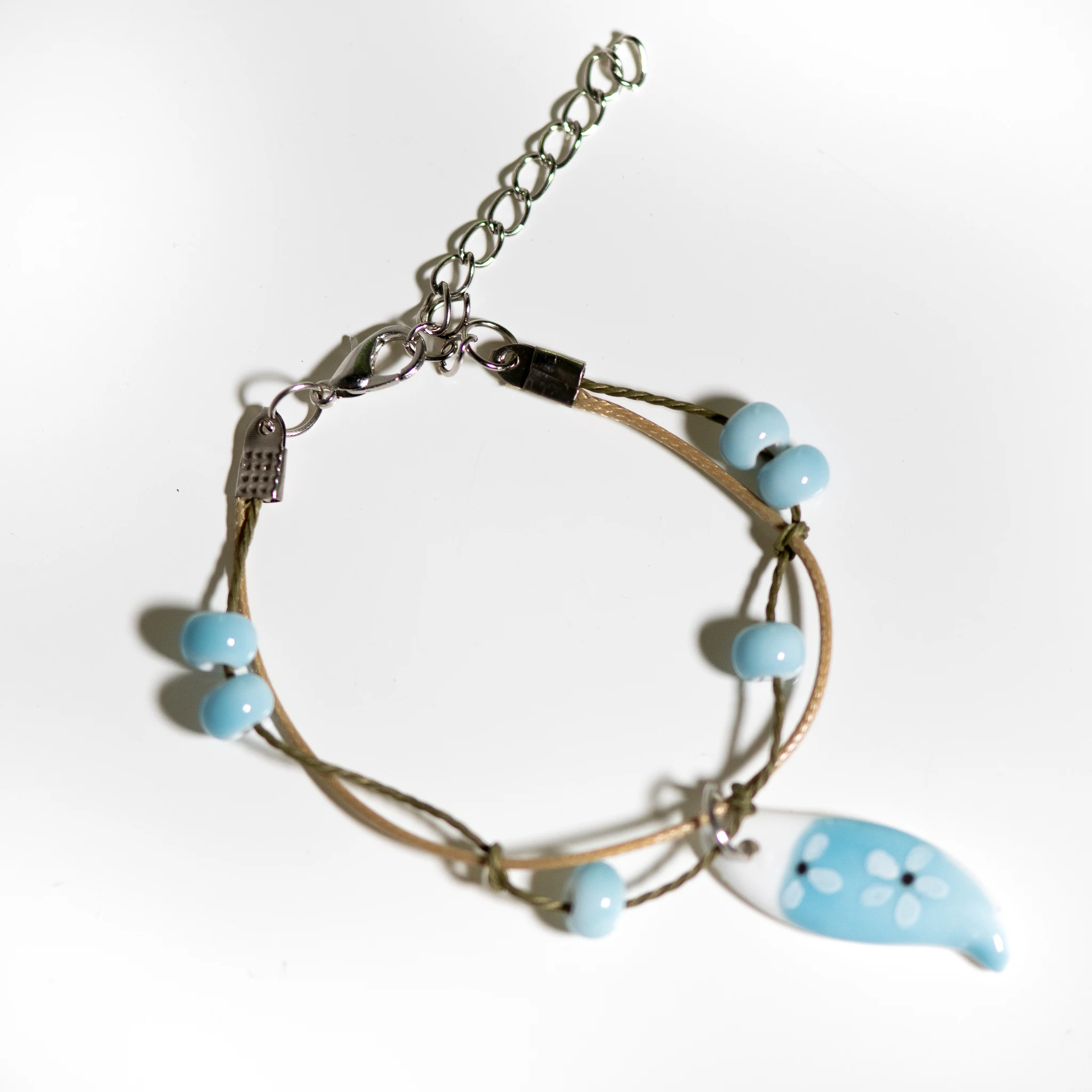 Colorful Flower Ceramic Charm Bracelet Sweet Minimalist Style Adjustable 15+5cm