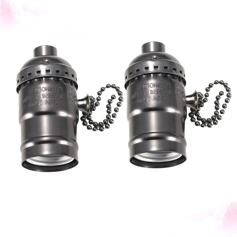 

2pcs Retro E26 Lamp Bases Vintage Lamp Holder Accessories Light Holder Aluminum Light Base for Home (Black Pearl)