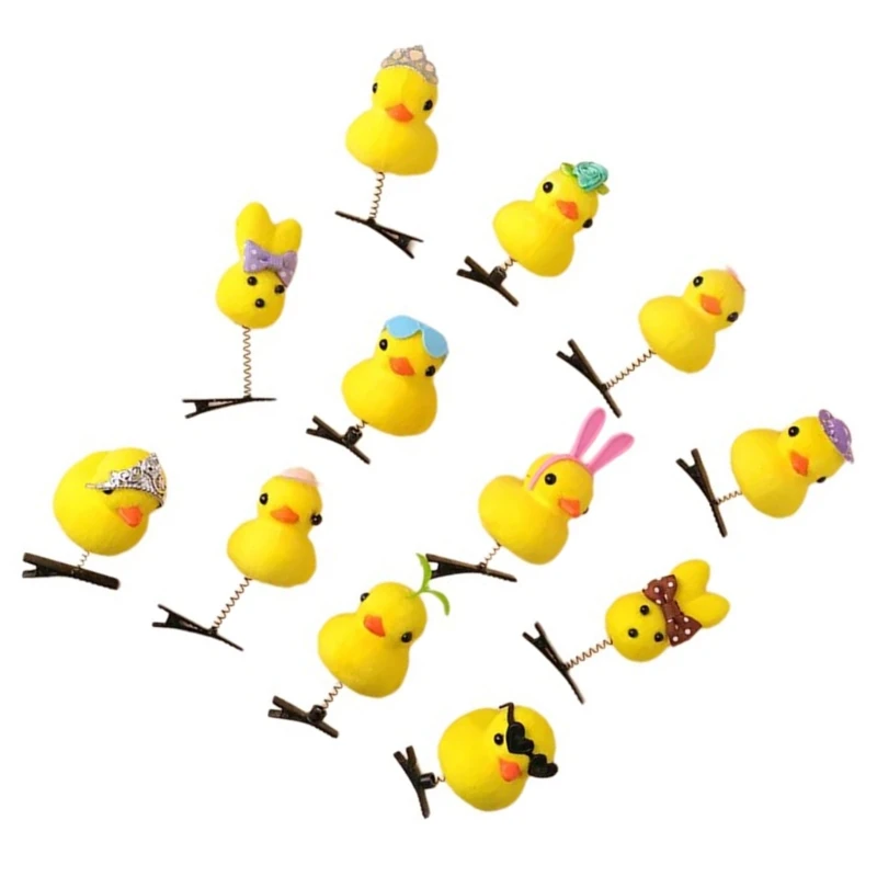 Birthday Party Hair Clip Kids Cartoon Yellow Duck Hairpin Child Side Clip 12PCS image 3