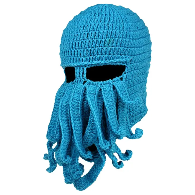 Octopus Beard Hat Halloween Headgear Winter Warm Knitted Wool Ski Mask Novelty Funny Party Squid Skullies Beanie Gifts