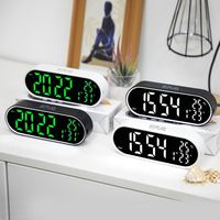 Modern Rechargeable Digital Clock 2 Night Mode 12/24H LED Mirror Clock TEMP Date Week Anti-disturb Alarm Clock