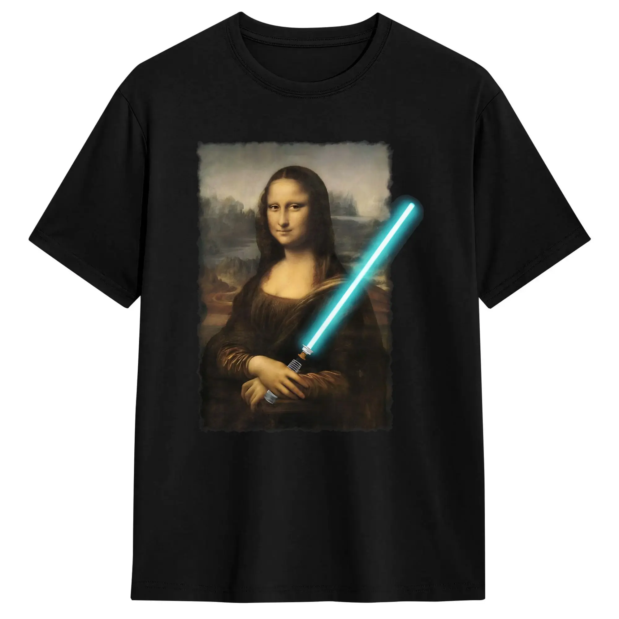 Casual T-Shirt Summer Use The Force, Mona Lisa  Popular T Shirts  Cotton Tshirt for Men Aesthetic Short Sleeve Tees