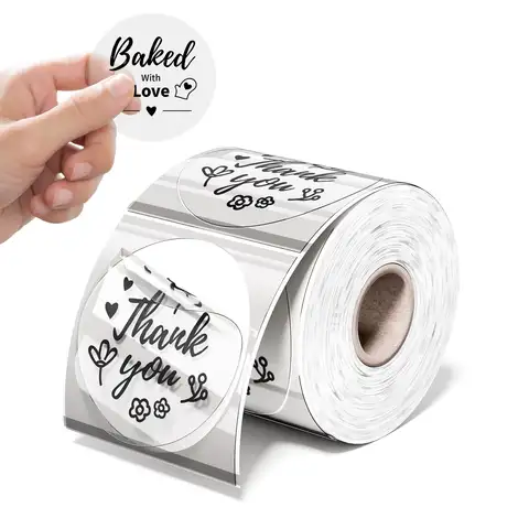 원형 투명 열 스티커, 방수 찢어짐 방지, 직접 열 라벨, 홈 비즈니스 로고 디자인, 이름표, 2 인치