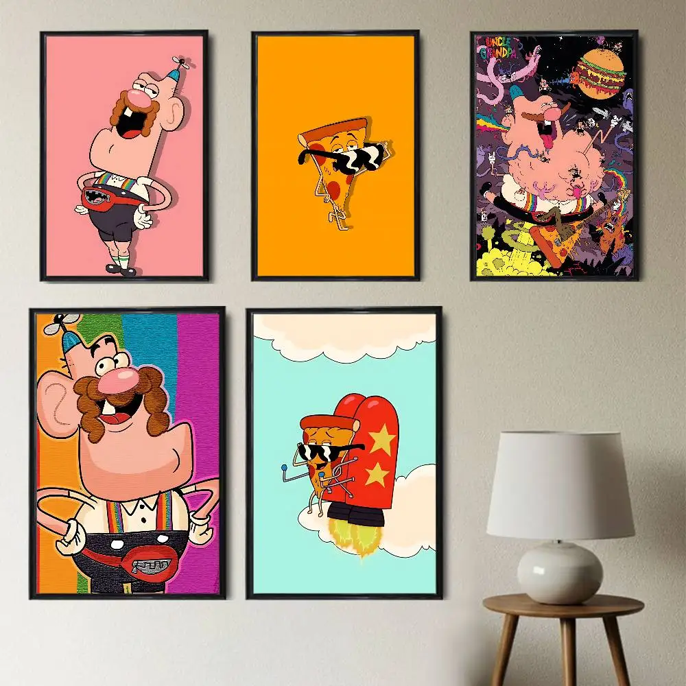 fine food Pizza Steve Uncle Grandpa High Quality Dorm Living Room Aesthetic Wall Decoration Painting Poster Stickers Gift