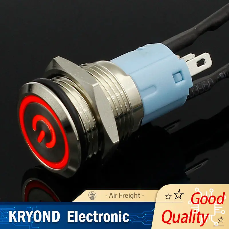 

16 мм красный, синий, желтый, зеленый, белый светодиодный кнопочный переключатель, самоблокирующийся ВКЛ-ВЫКЛ, 5 В, 12 В, 24 В, 220 В, горячий автомобиль, авто