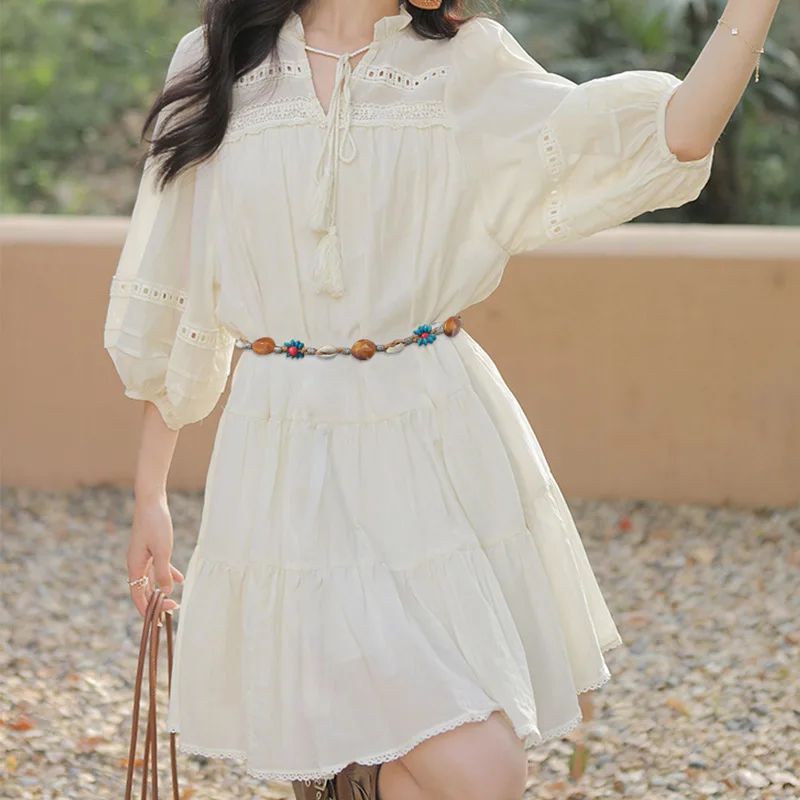 

Корейская версия декоративного женского повседневного поясного цепочка, модный универсальный тканый пояс из восковой веревки, богемный женский пояс с цветочным принтом