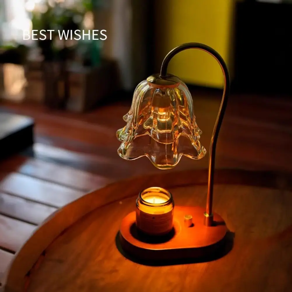 Aromatherapy Lamp Candle Warmer Lamp with Wooden Base Adjustable Brightness Timer Function Scented Wax Melter Decorative Table