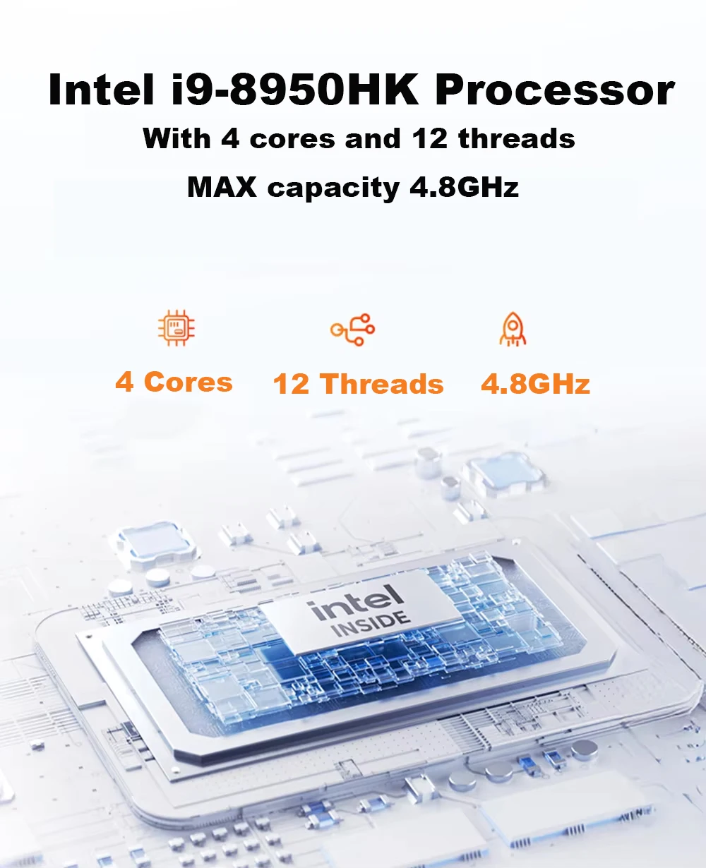 كور i9 8950HK كمبيوتر صغير محمول يعمل بنظام التشغيل Windows 11 16GB 1/2TB SSD كمبيوتر ألعاب واي فاي 6 USB مكتب كمبيوتر مكتبي صغير