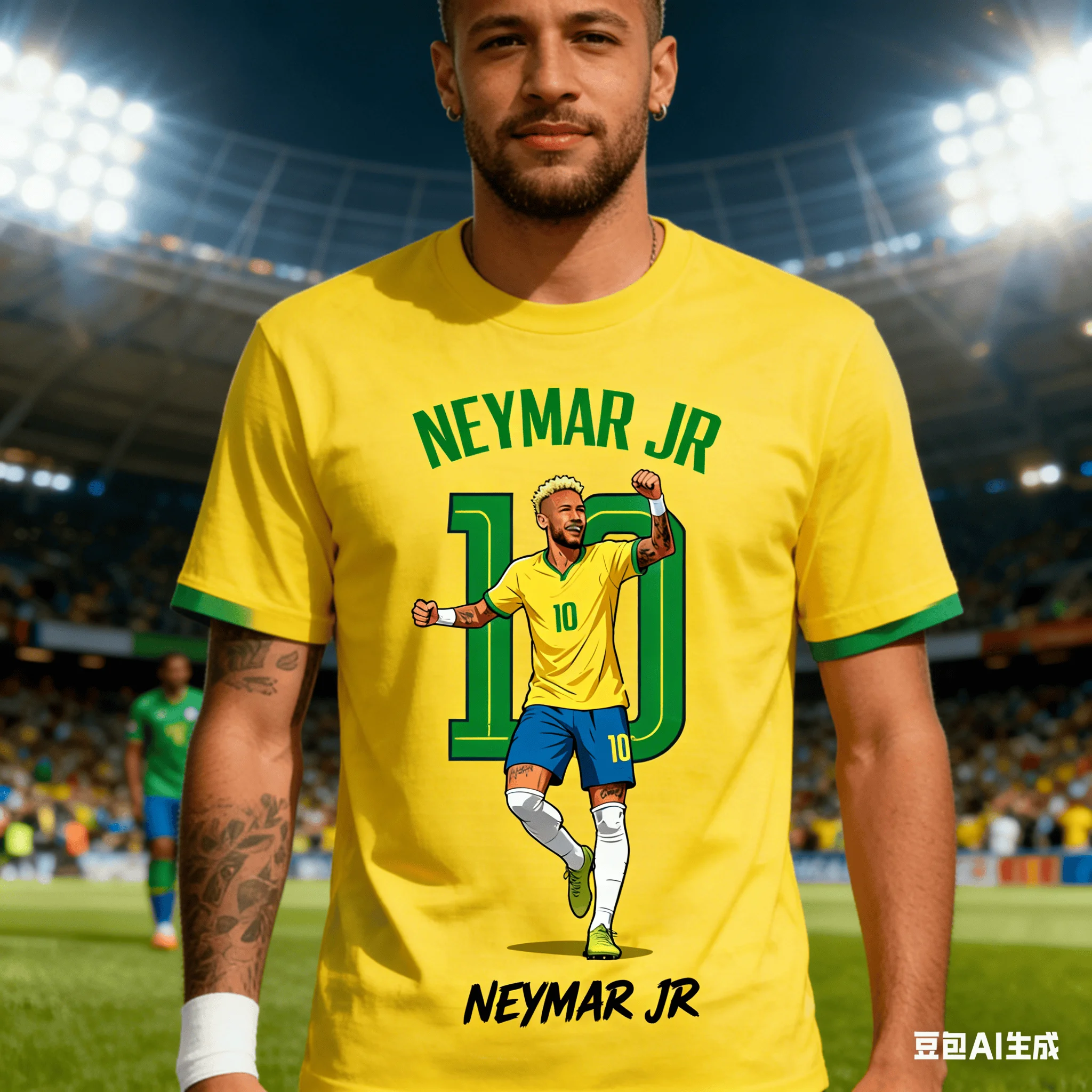 Top Pick for Boyfriend & Brother! Neymar #10 Commemorative 3D Printed T-shirt – The Perfect Gift for Football Enthusiasts.