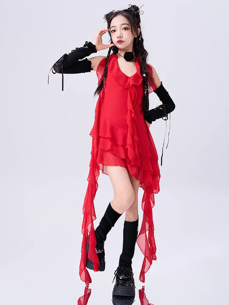 Abito con nastro Abiti da ballo jazz Ballo di strada Hip Hop per ragazze Abito da spettacolo Festival musicale Abiti da passerella