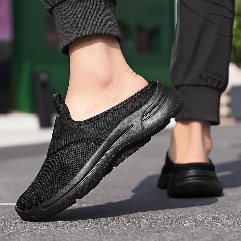 Men Flat Slip-On Half Slippers Running Shoes Men Plus Size 48 Sport Shoes Comfortable Breathable Walking Sneakers for Men