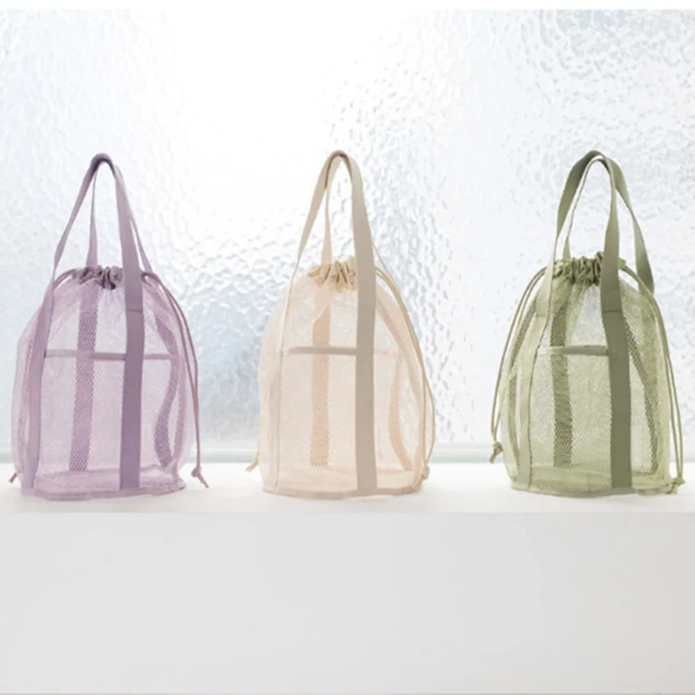 Portable Quick Dry Storage Bag Drawstring Type Water Sport Swim Dive Net Bag Foldable Ultra Light Mesh Bags Travel
