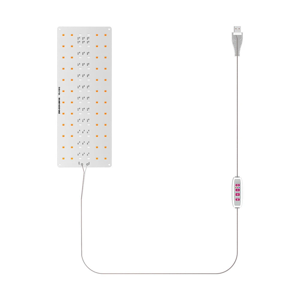 แผงบางเฉียบเติบโตไฟ USB เต็มสเปกตรัมเติบโตไฟพร้อมตัวจับเวลาภายใต้ตู้เติบโตโคมไฟสําหรับพืชในร่ม