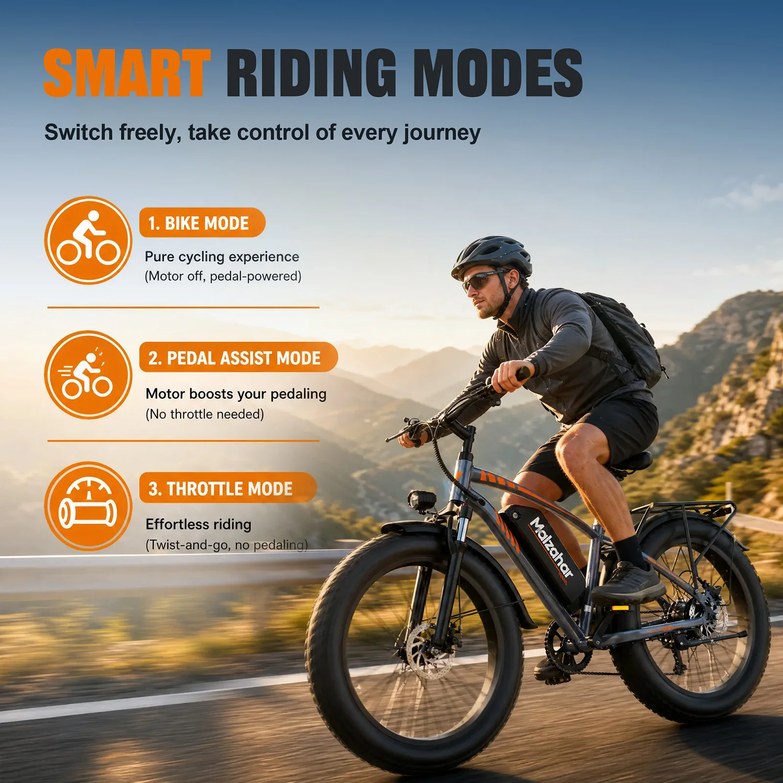 MALZAHAR F01/F02 Bicicletta elettrica, pneumatici fat da 26*4.0" per tutti i terreni, 48V23.4Ah, freni a disco idraulici, display LCD, 80N.M, e-bike con pneumatici larghi per fuoristrada, per percorsi