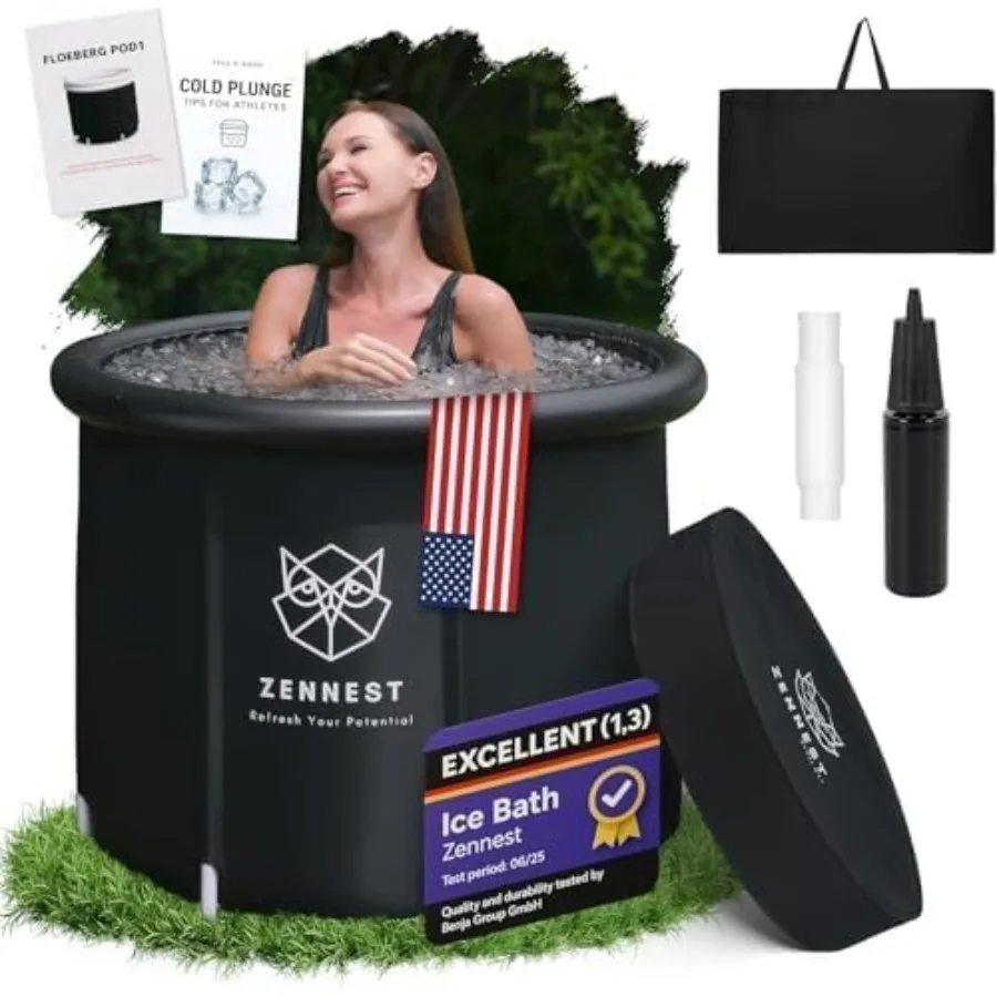 

Upgraded 90 Gal Ice Bath Tub For Athletes - American Engineered Cold Plunge Tub Outdoor 6-layer Insulated Inflatable Ice Tubs f
