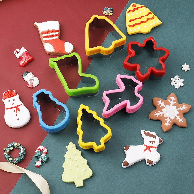 Set di 6 pezzi di protezione per il taglio di biscotti natalizi, campana, fiocco di neve, calzini, renne, pupazzo di neve, albero di natale, utensili da cucina