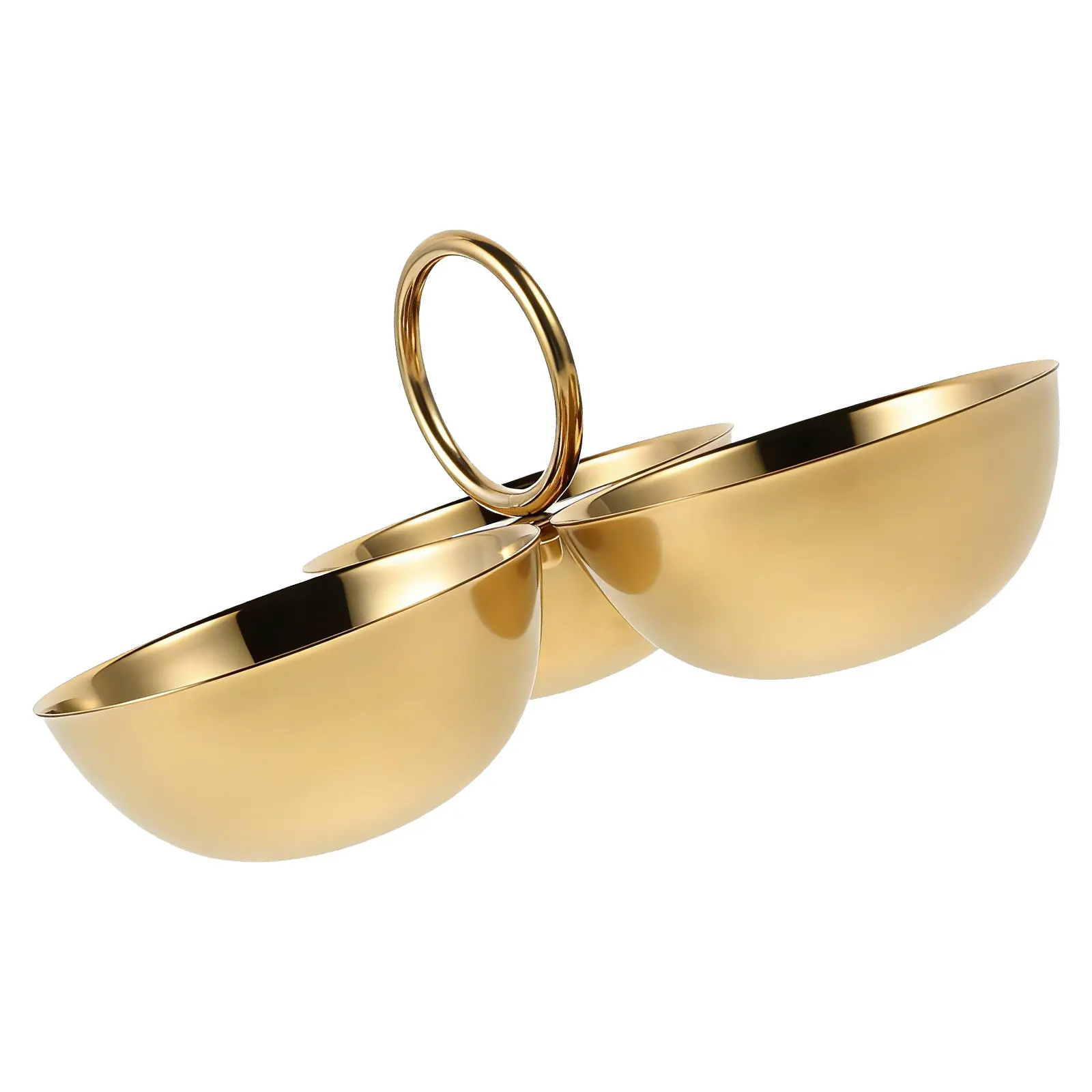 Stainless Steel 3-in-1 Cluster Snack Bowl Divided Food Separator Tray for Appetizers Fruits Veggies Nuts Reusable Serving