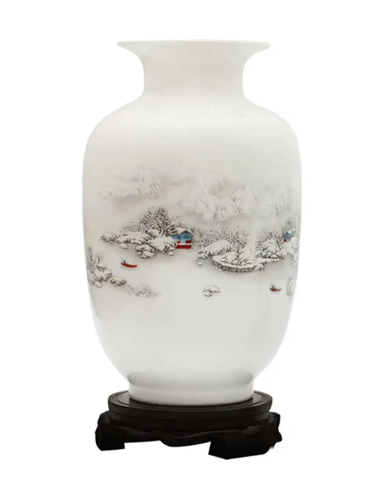 Jingdezhen Ceramic Vase Home Decorative Ornament Flower Arrangement Chinese Living Room Crafts