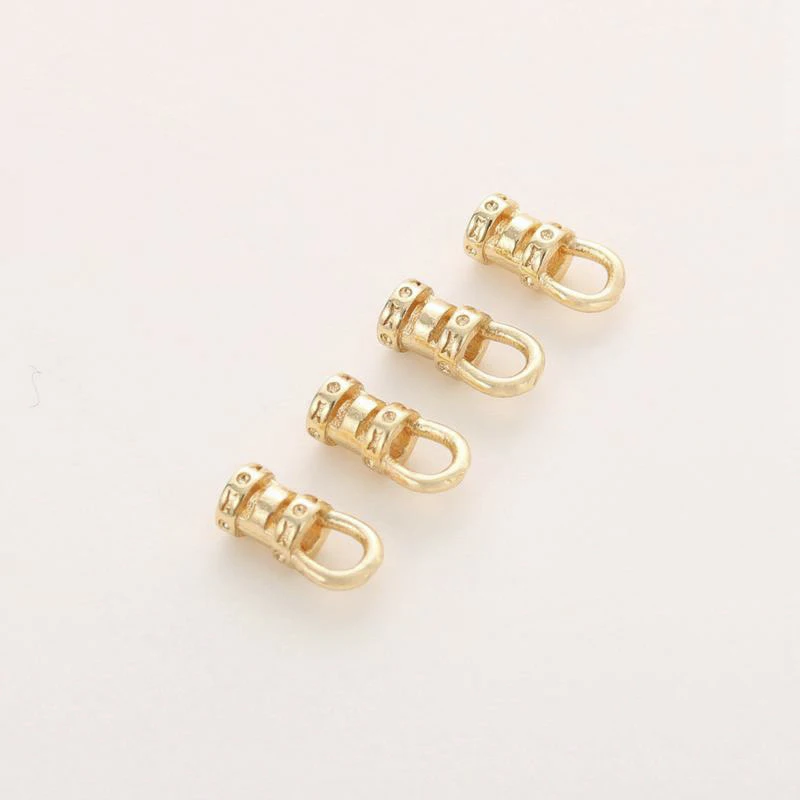 20Pcs 18K Gold Plated Brass Crimp End Caps with Loop Tube Barrel Chains Ends Cap for Diy Leather Cords Bracelet Jewelry Making