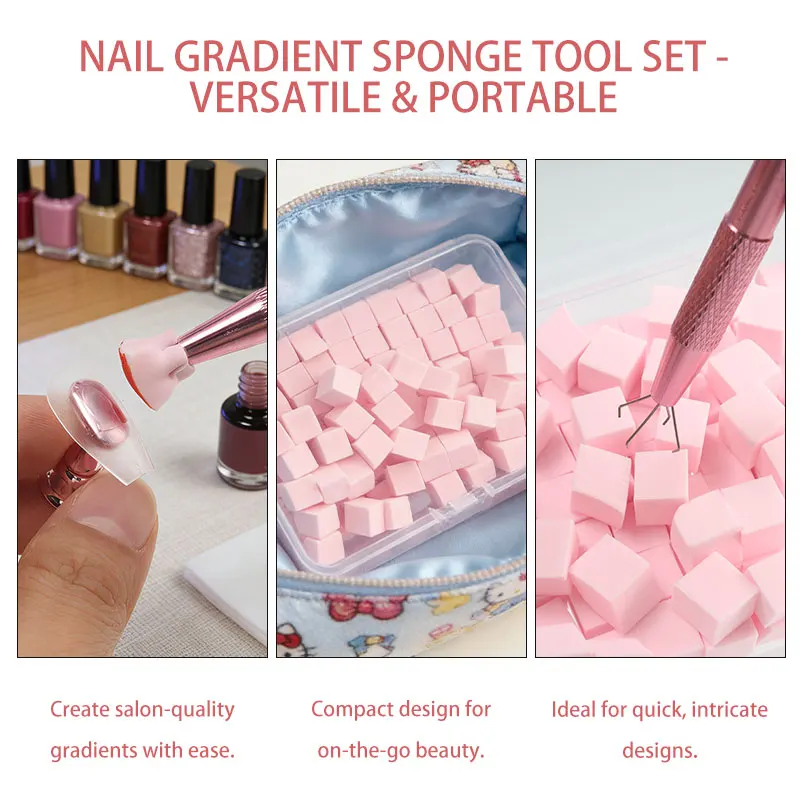 1/100/101 Pcs Square Nail Art Sponge Set Gradient Nail Brushes Gel Polish DIY Design Nail Sponge Grab Pen Manicure Supplies Tool image 4