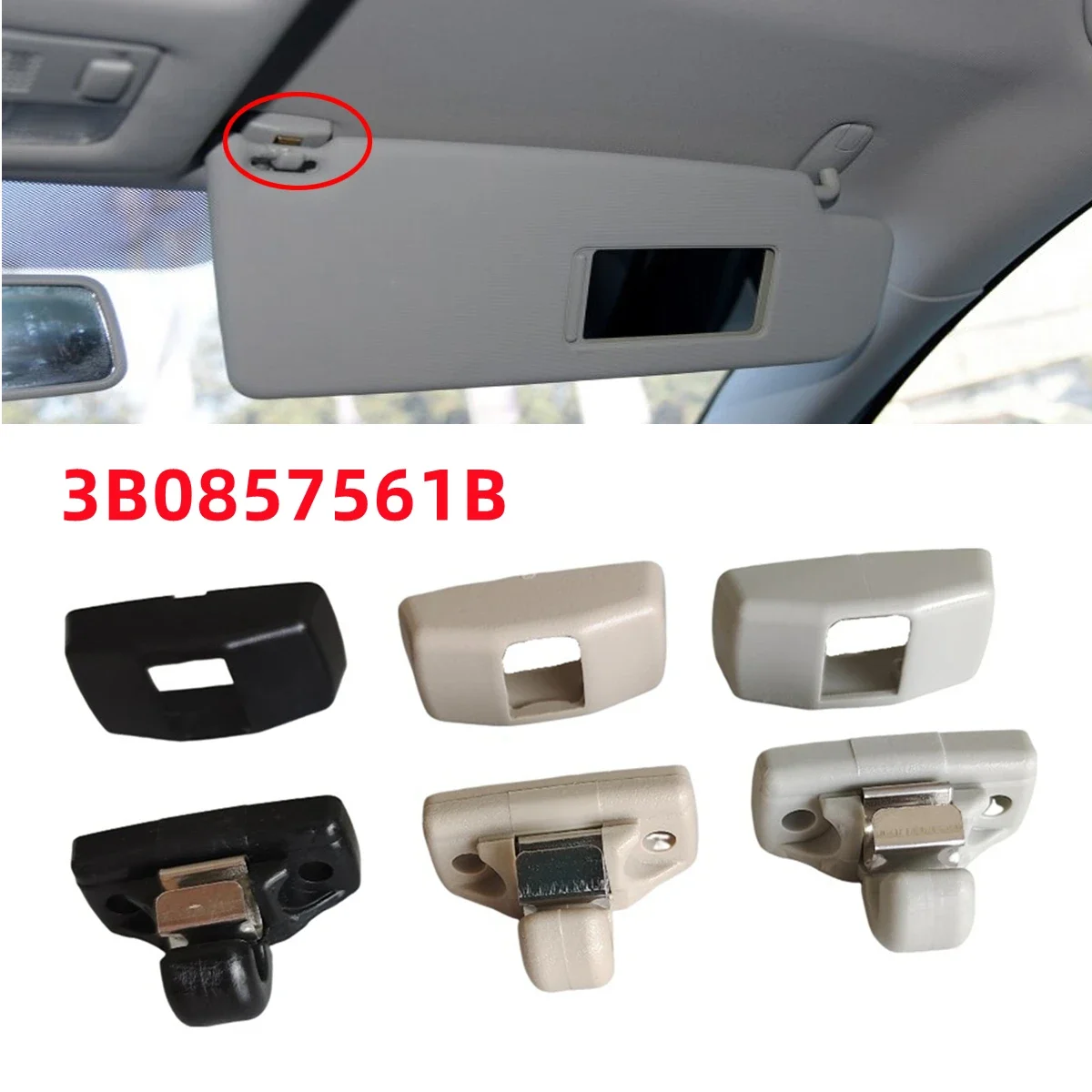 

New Sunvisor Hook Clip Bracket Holder For VW Golf 4 Passat B5 B6 Polo 9N Skoda Octavia Fabia Superb Seat Leon Ibiza 3B0857561B