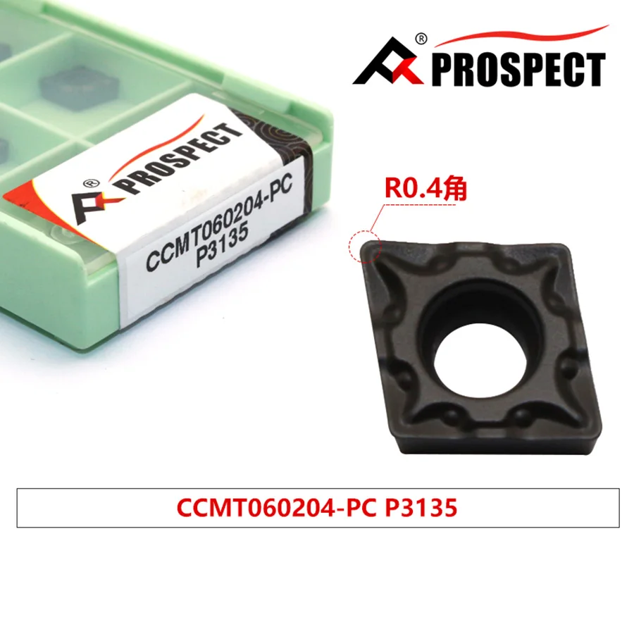 Sisipan Balik Internal CNC Berbentuk Berlian Prospek CCMT060204/08 P3035 P3135 P8125 PT3000 untuk Baja/Baja Tahan Karat/Aluminium