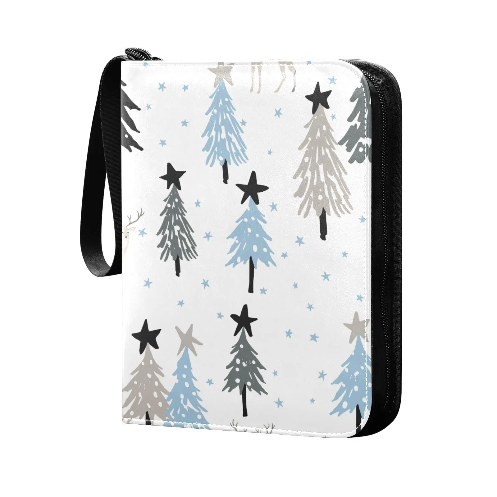 Christmas Forest Snowflakes 4 Pocket Cards Binder 400 Double Sided Pocket Album Sport Game Cards Unique Card Collection Storage