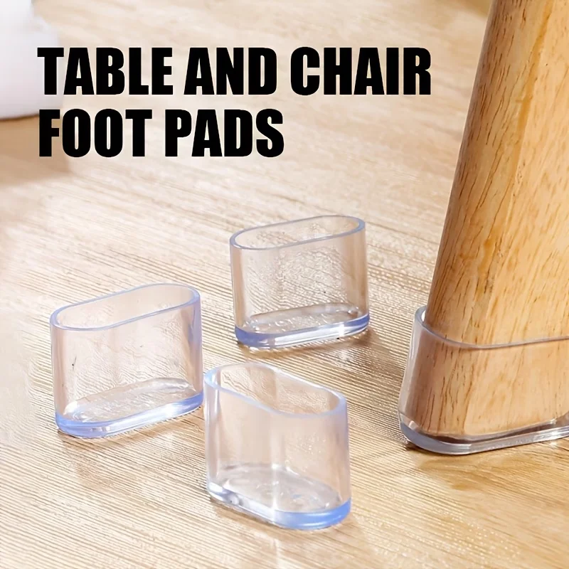 10PCS Oval Chair Leg Caps Clear Furniture Feet Cover Soft PVC Chair Leg Floors Protector Hardware Furniture Feet Pads