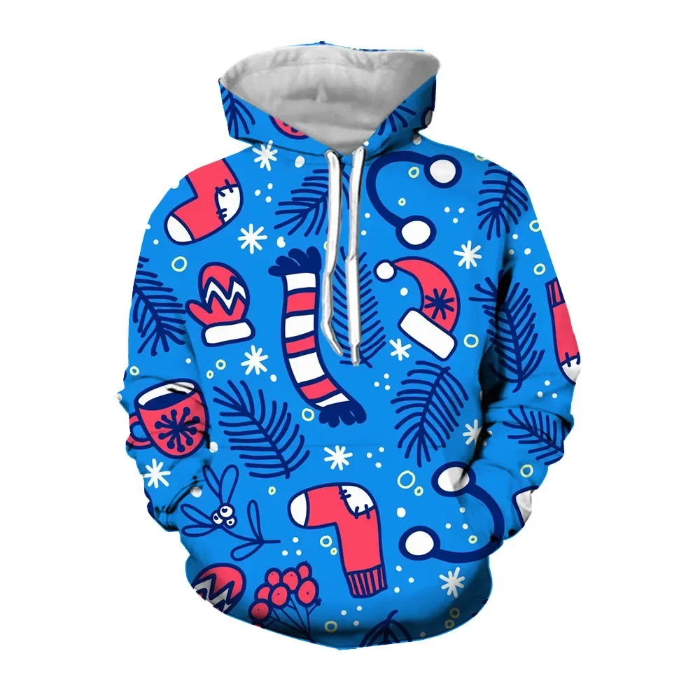 2024 New Fashion 3D Print Hoodie Men Christmas Snowflake Ornament Xmas Tree Casual Long Sleeve Fashion Pullover High-quality