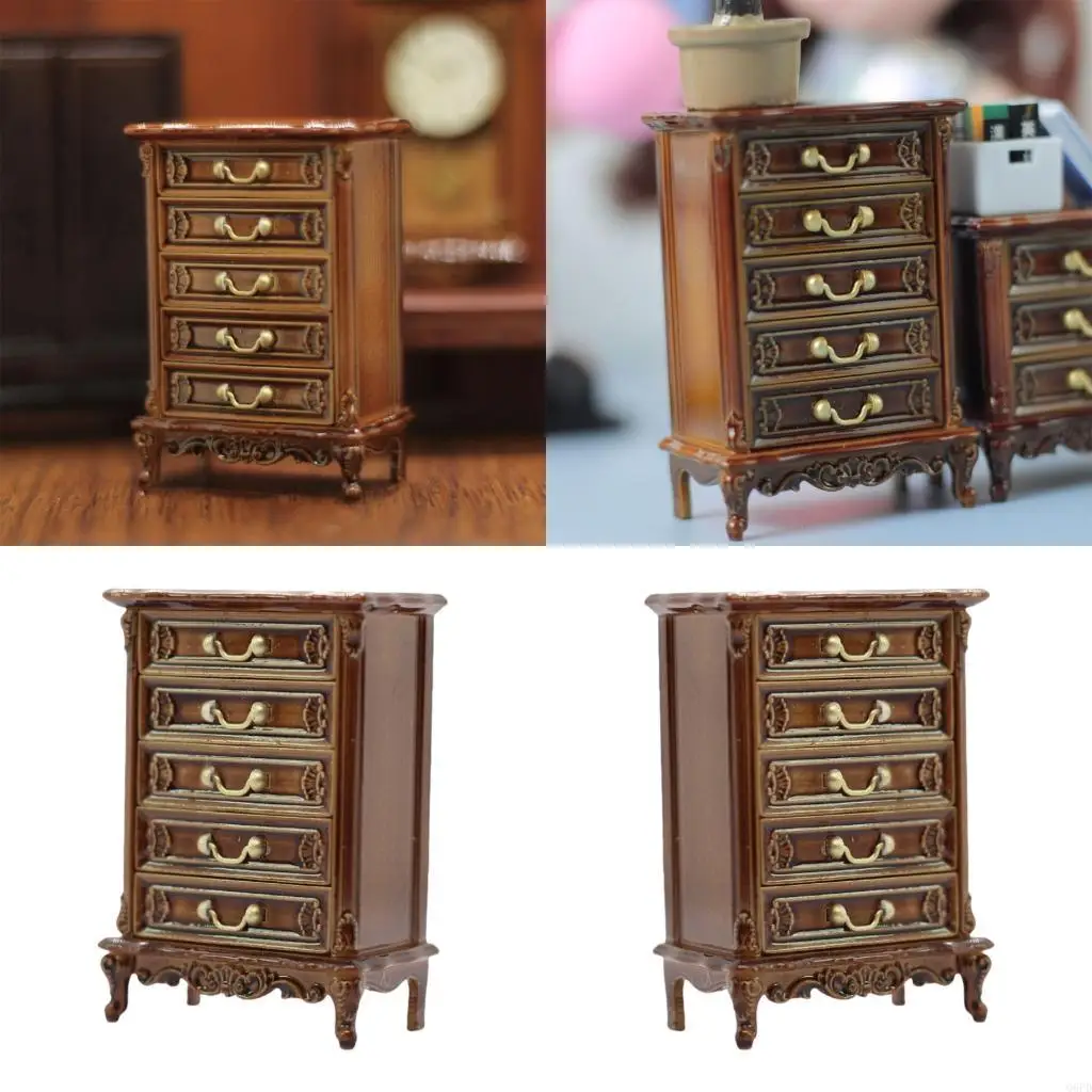 

Миниатюрный шкаф для кукольных домиков с функциональными ящиками, модельная мебель для ролевых игр и демонстрации сцен ручной