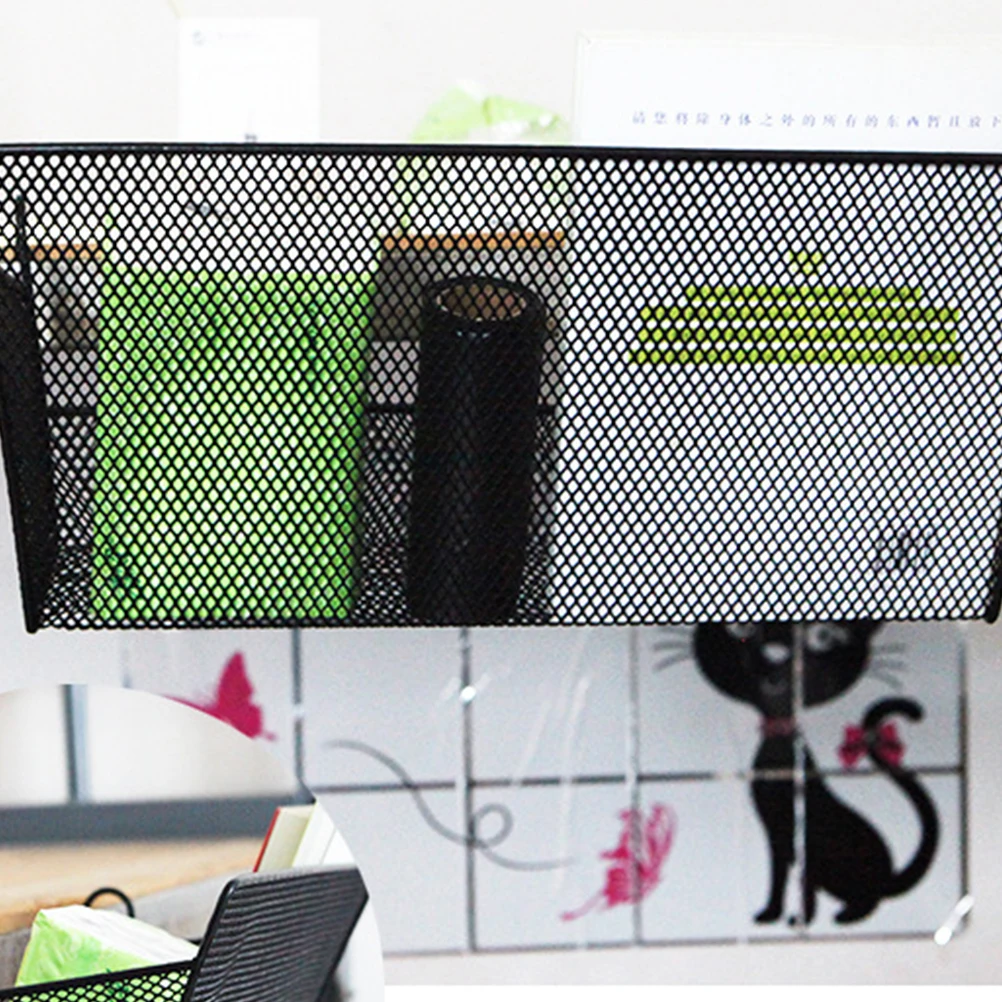 

Iron Wrought Hanging Basket Black Dormitory Bedside Storage Basket Rack for Notebook Stationery Bathroom Bedroom Organizer