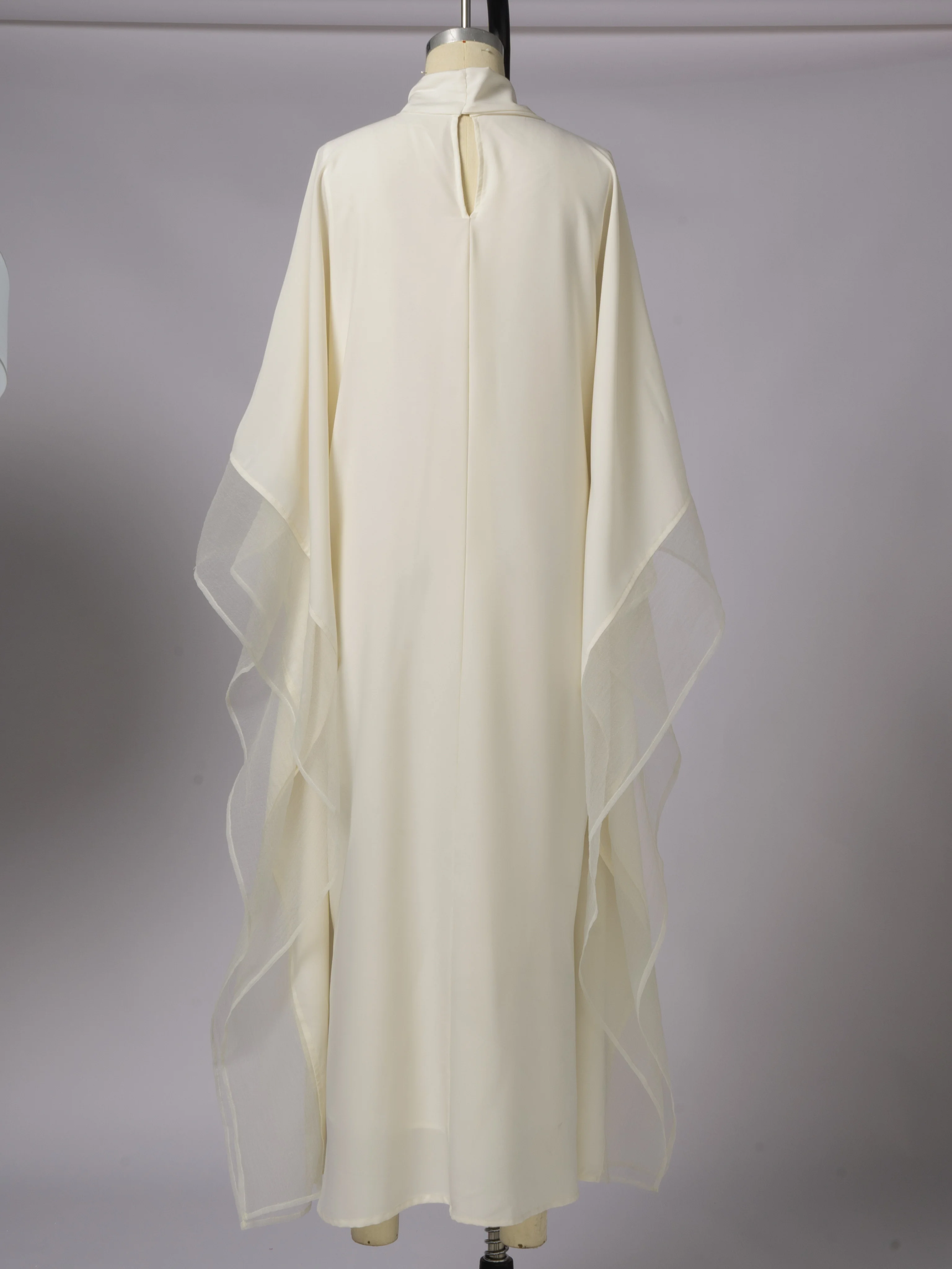 Muslim Women Abaya High Neck Tie Chiffon Flare Sleeve Long Maxi Dress Elegant Dubai Islamic Modest Evening Party Gown view 6