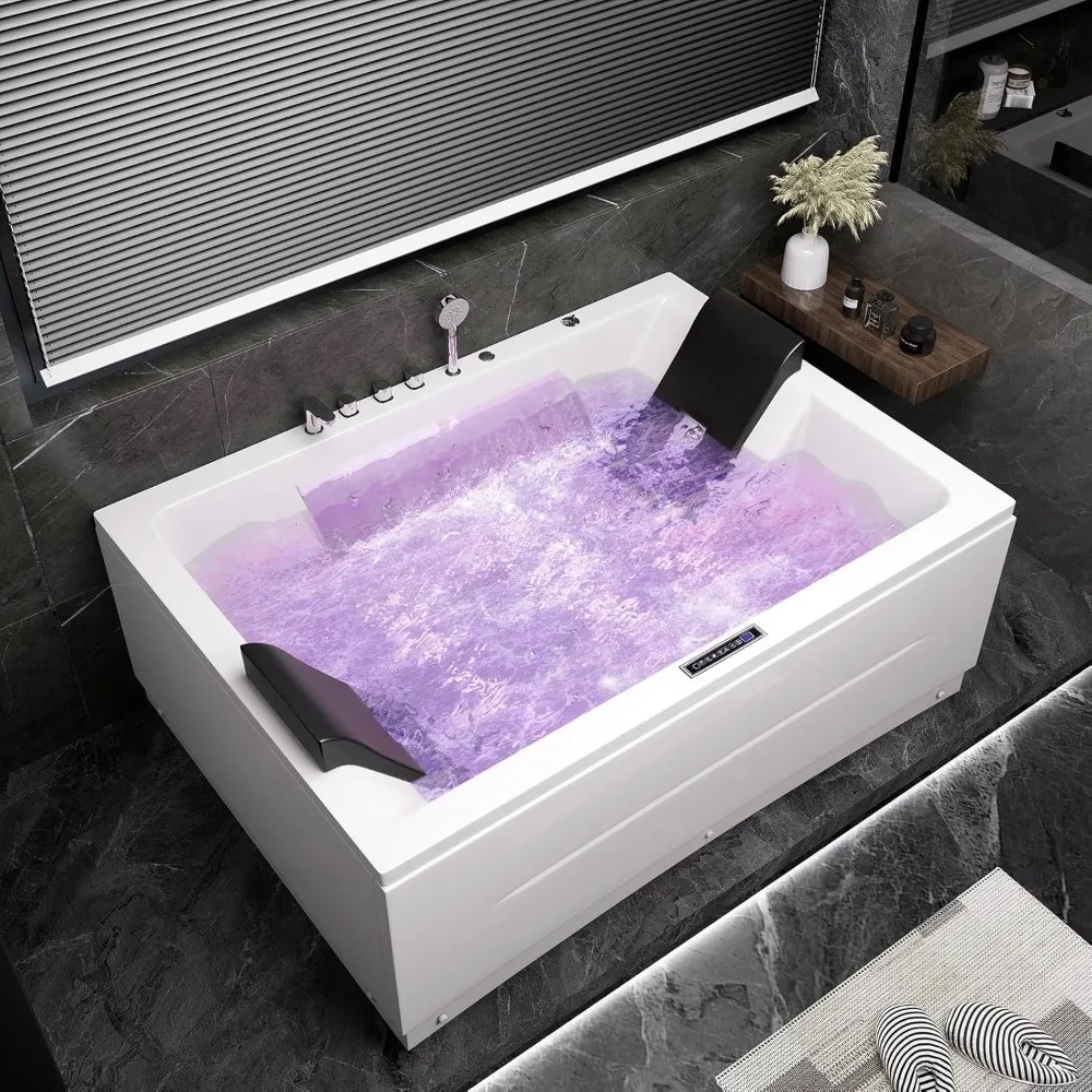 

71 Inch Acrylic Whirlpool Bathtub with 3 Aprons, Air Massage Bathtub in White for Enhanced Comfort and Support Bathroom Fixture