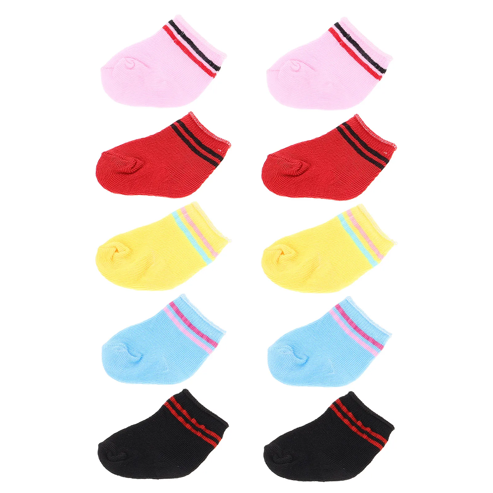 

5Pairs Multicolor Fabric Socks Mini Manicure Print for 18 Inch Baby Girl Perfect Fit Pretend Play Clothes Accessory