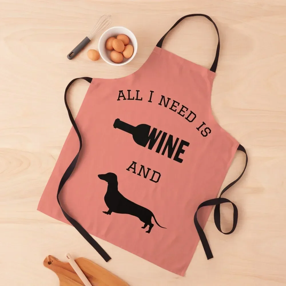 

All I need is Wine and a Teckel Apron Barber Women's Kitchen Funny Novelties Kitchen And Home Apron