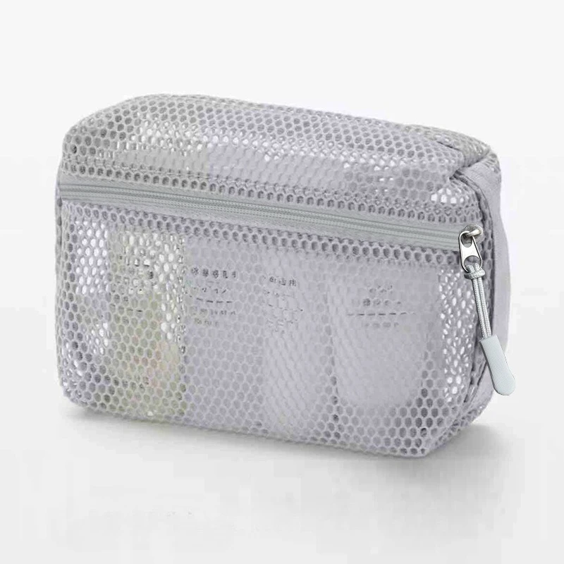 Portable Net Mesh Makeup Bag Lipstick  Card Holder Data Cable Earphone Storage Small Size Women's Wash Accessories