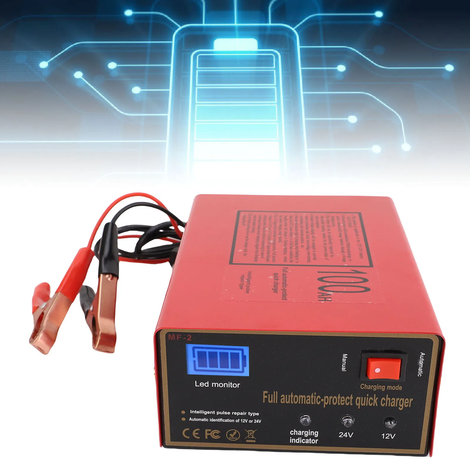 

Автомобильное зарядное устройство Smart 200 Вт 10 А 7,5 А полностью автоматическое интеллектуальное защитное быстрое зарядное устройство MF-2 для грузовика, мотоцикла, морского пехотинца