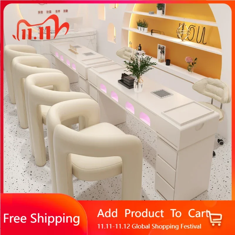 

Aesthetic White Nail Table Stand Charms Organizer Vacuum Nail Table Station Polish Display Scrivania Per Unghie Trendy Furniture