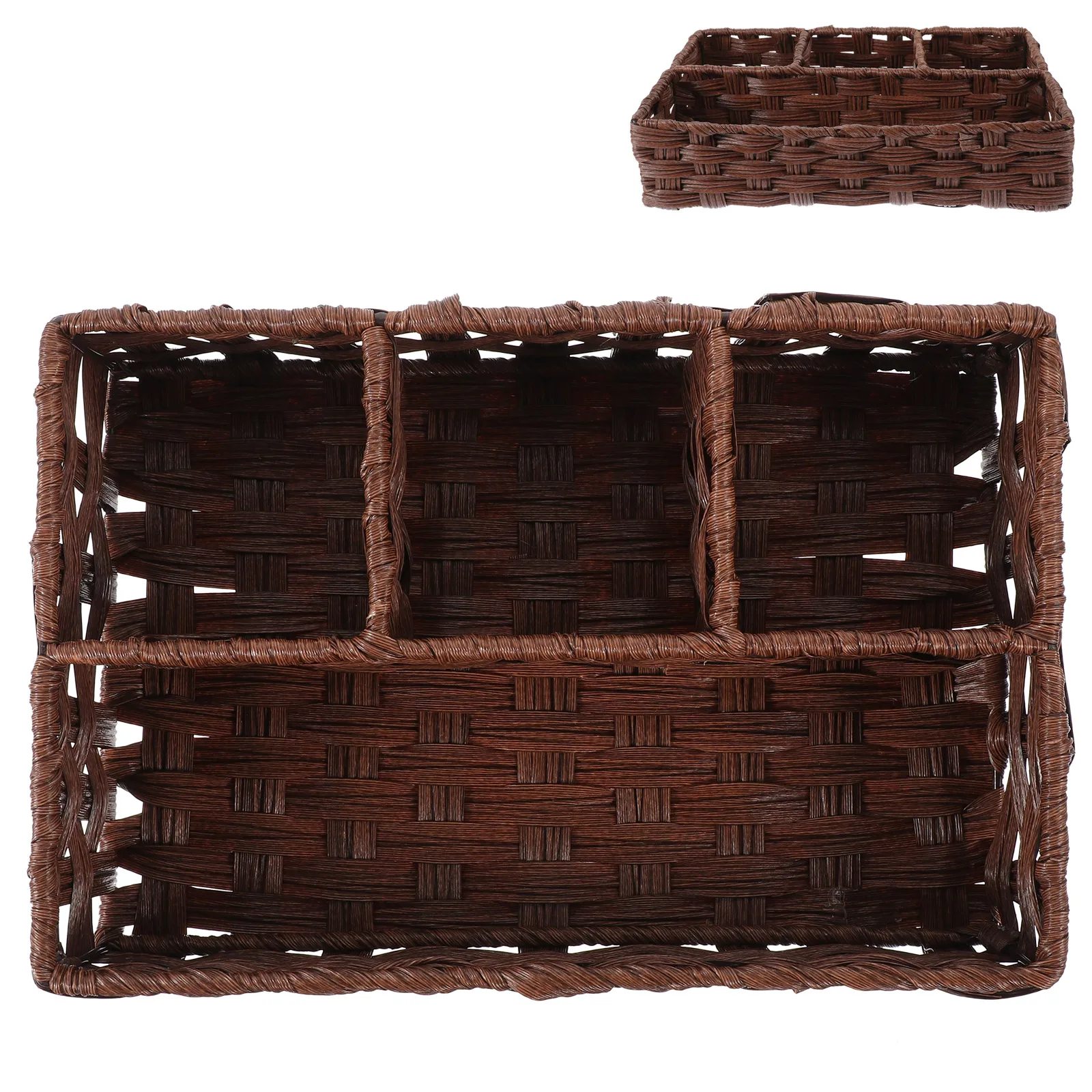 

Imitation Rattan Storage Basket Woven Basket Grey 42x14 5x9 5cm Kitchen Bathroom Decorative Organizer Household Storage