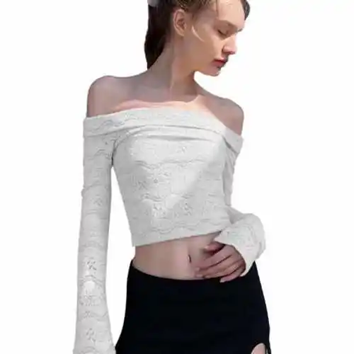 T-shirt une épaule pour femmes, Long, à motifs, évasé, taille haute, ligne a, Dr, mélange de coton et Polyester doux, vêtements d'automne