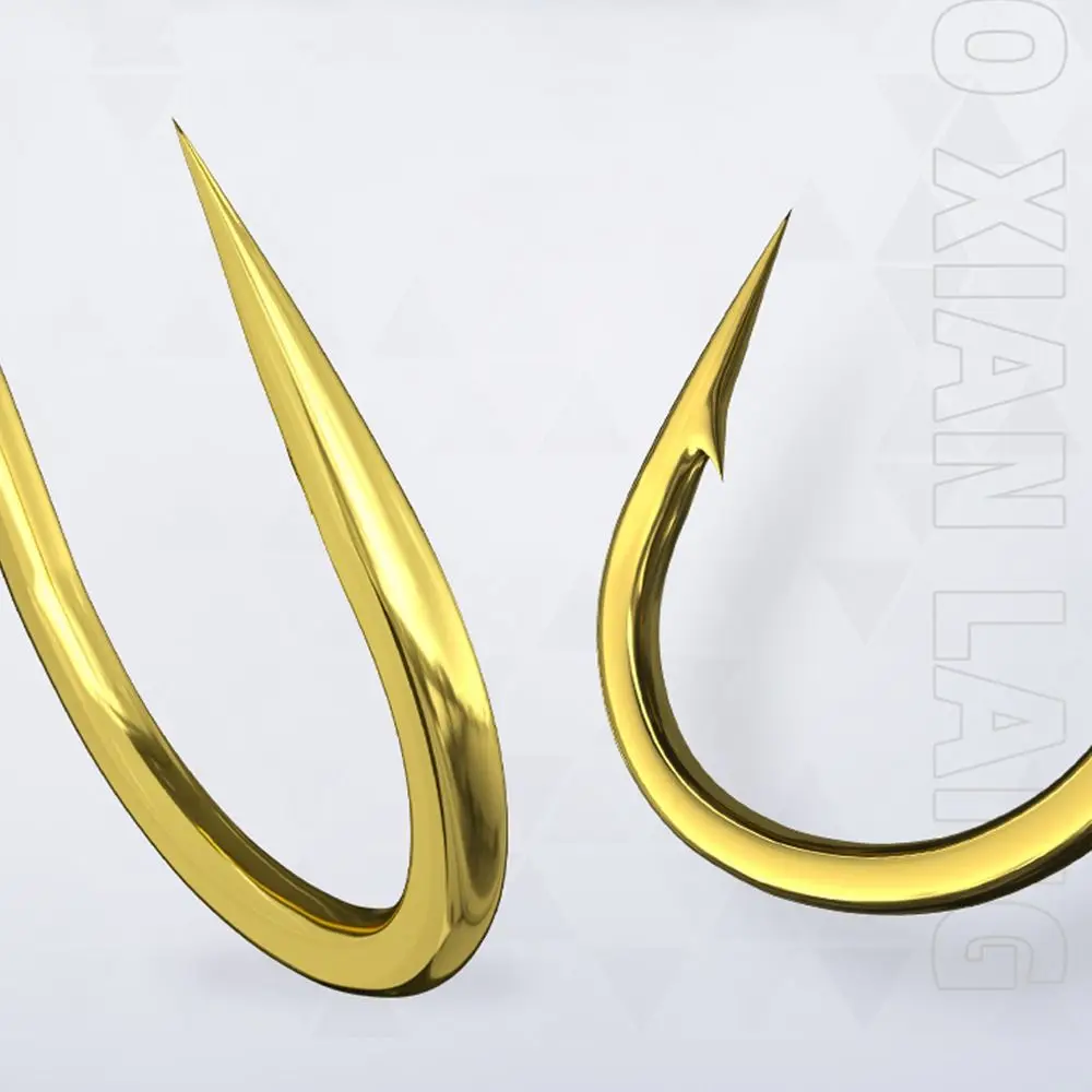 12Pcs/Pack Durable High Carbon Steel Gold Fishing Hook Sharp Barbed Anti Slip Automatic Flip Fishhook Fishing Tackle