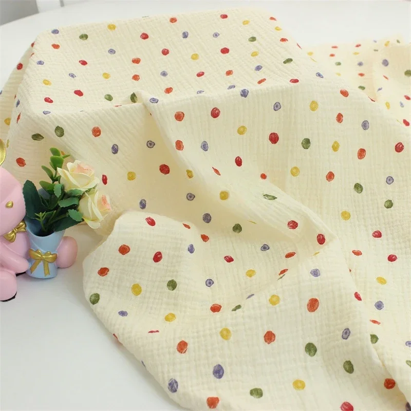 135x50cm Versatile Double Gauze Fabric, Classic Polka Dot Pattern, Baby Clothing Cloth, Home Decor Sewing Cloth