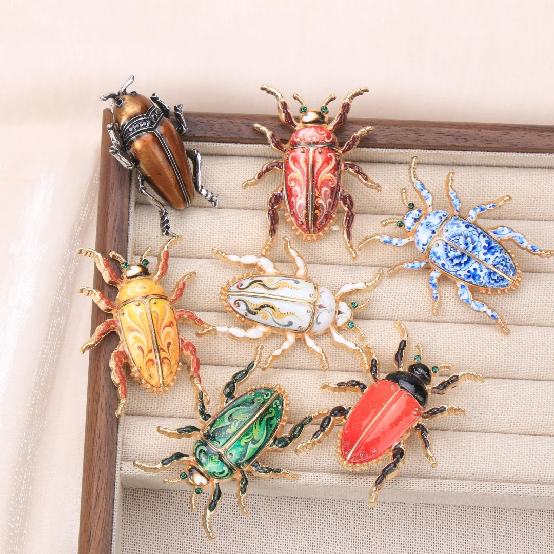 Baroque Luxury Beetle-Inspired Enamel Brooch for Men and Women, Jewelry, Fashion Accessories, Party Gifts