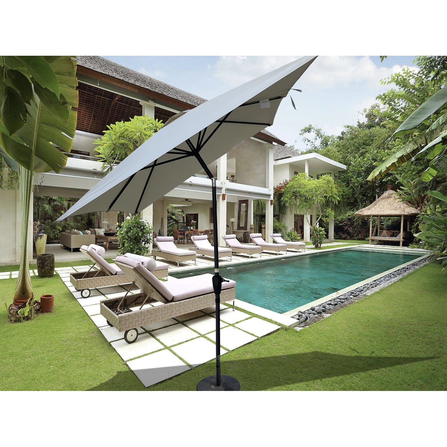 6x9ft Outdoor Waterproof Patio Umbrella with Crank and Push Button Tilt - Garden Backyard Pool Market