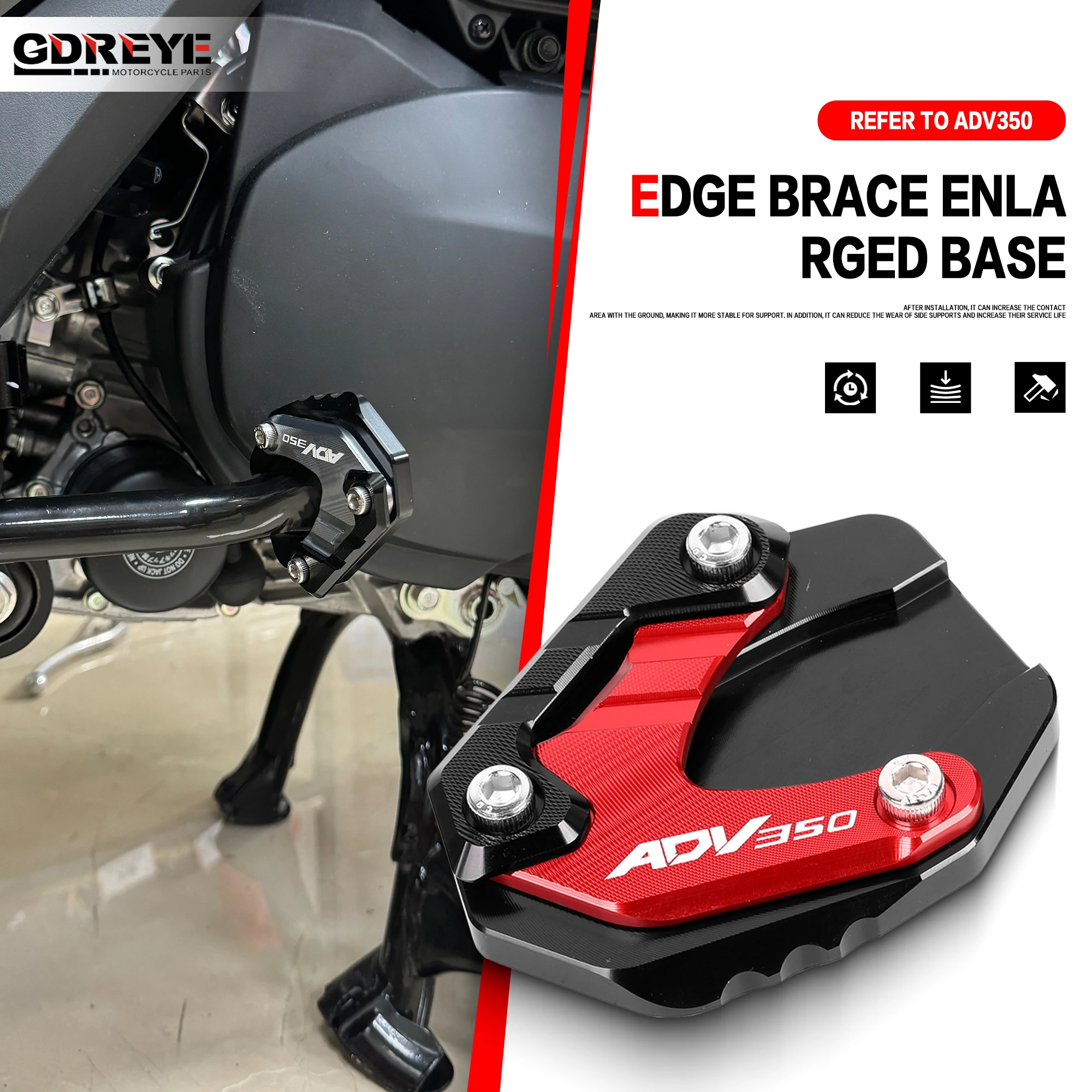 For Honda ADV350 350ADV adv350 2022-2026 Motorcycle ADV 350 Side Stand Enlarge Extension Kickstand Foot Pad Bottom Enlargement