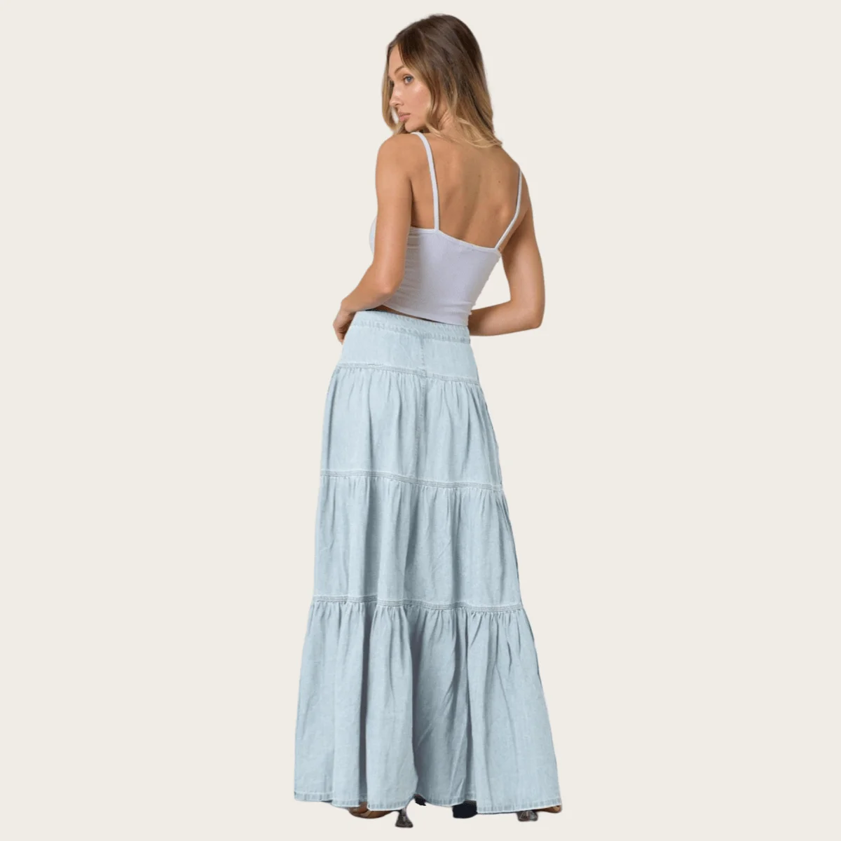 여름 Y2K 로우 허리 데님 스커트 여성용 스트리트 스타일 워시 러플 레이어드 디자인 캐주얼 휴가 스커트