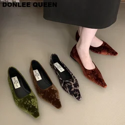 Pointed Toe Women Flats Shoes Shallow Slip On Wedges Heels Shoes Ballet 2024 New Autumn Fashion Leopard Print Ballerinas Mujer