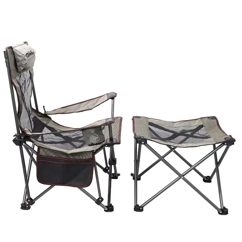 Outdoor Multifunctional Beach Chaise Folding Camping Equipment Foldable Recliner Footrest Chair with Chair for Camping