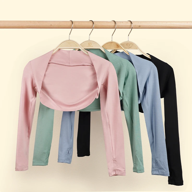 Girls Kids Dance Tops Ballet Dance Cropped Tops Modern Classical Dance Coats Long Sleeve Women Teen Ballet Dance Outfits