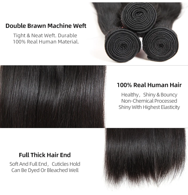 Wholesale Price Human Hair Bundles Straight Brazilian Raw Virgin Hair Weave Can Mixed Length 8